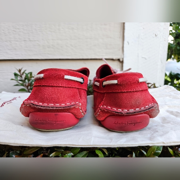 Salvatore Ferragamo Men's Loafers Suede  Manila Bow Red - Picture 4 of 10